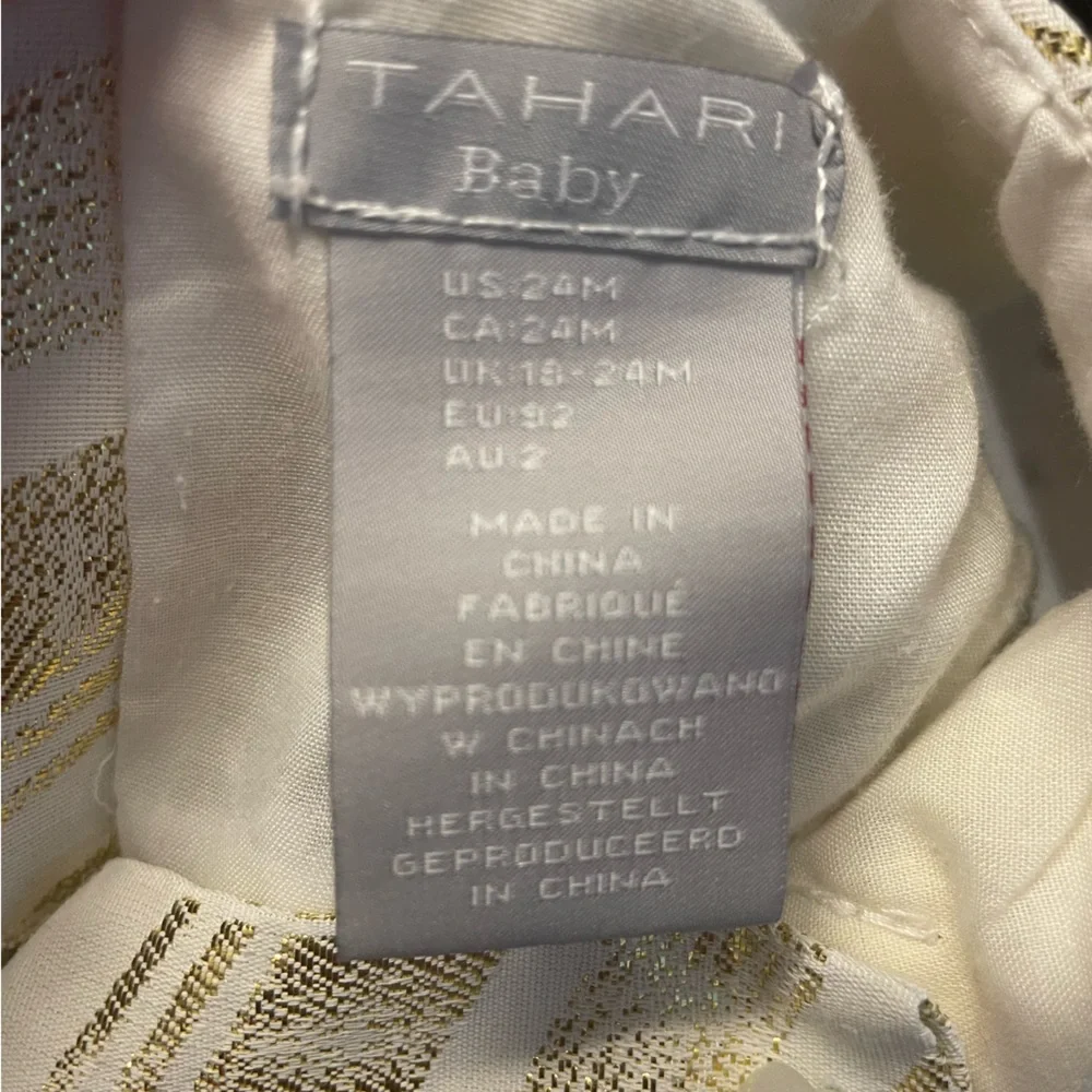 Tahari Baby Gold Metallic Tunic & Legging Set Size 24 Month.Pearl Button Back - Picture 6 of 6